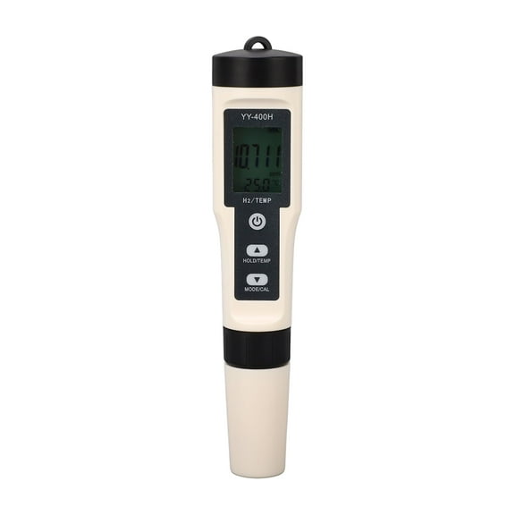 LeafyLuxe ABS H2 Water Hydrogen Analyzer, H2 Meter Digital Hydrogen Analyzer Portable Water Quality Temperature Pen With Backlight, Probe Insertion Design, Removable And Replaceable White