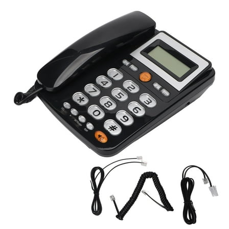 LeafyLuxe Corded Landline Phone,Big Button Corded Phone Hands Free Calls LCD Adjustable Brightness One Touch Speed Dialling Landline Telephone Black,Desktop Corded Telephone