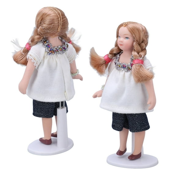 LeafyLuxe Miniature Girl 1:12 Ratio Blond White T-shirt Shorts Girl Doll House Porcelain Girl Figurine, Doll Miniature Girl Doll Ceramic, Cloth