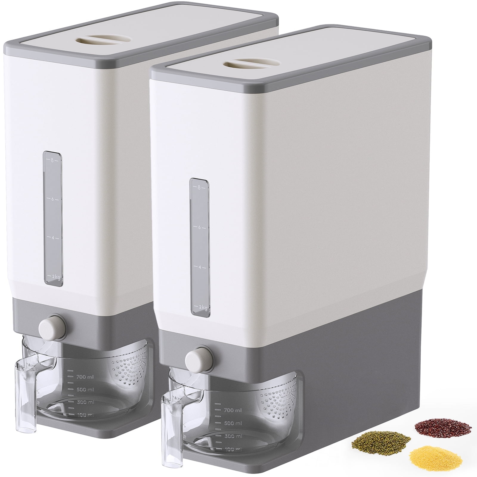 2pcs Rice Leaglojoy Rice Dispenser 25 Lbs 2Pcs, Rice Storage Container Moisture ...