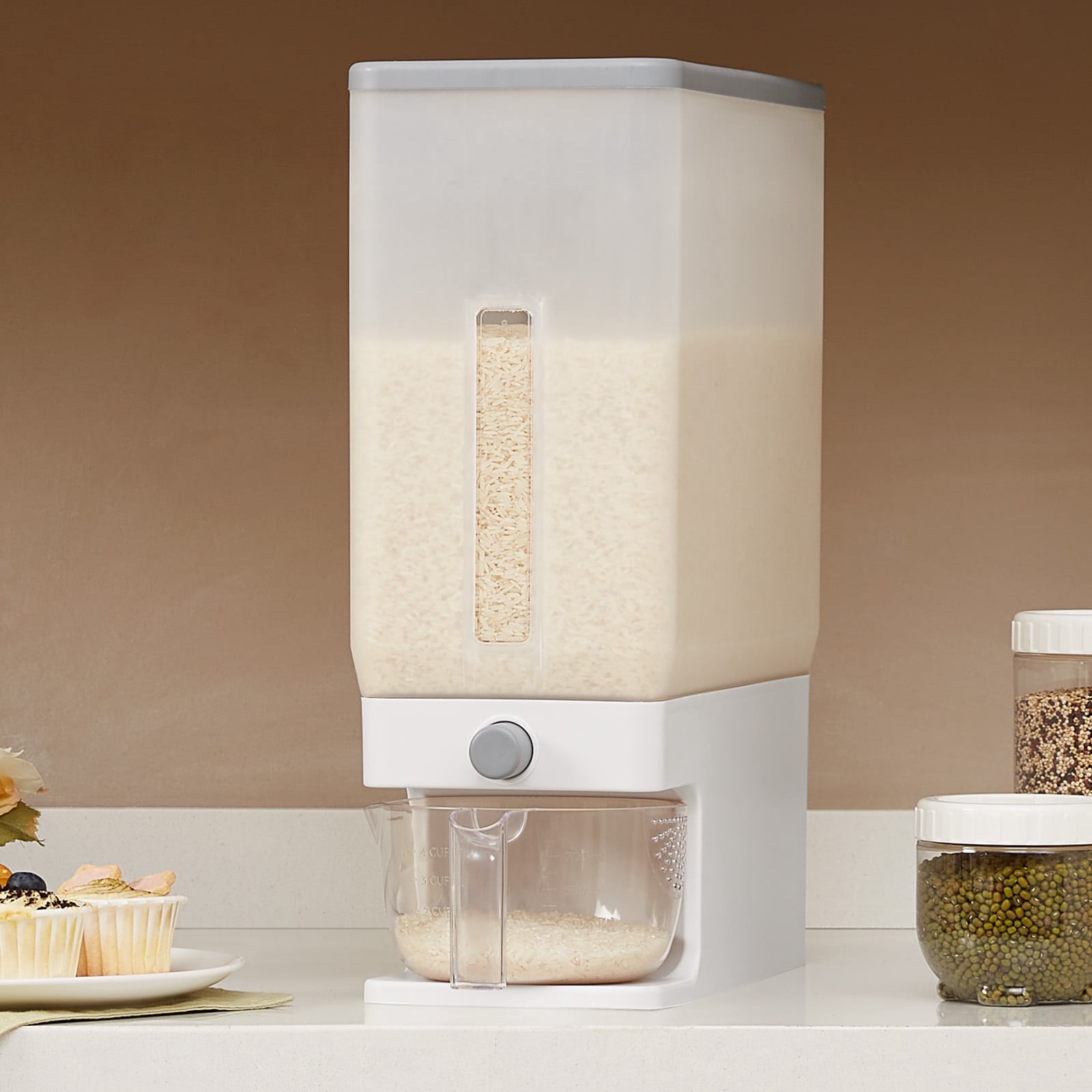 Leaglojoy 25 lbs Rice Dispenser, Airtight BPA-Free Storage Container for Rice, Cereal, and Kitchen Pantry