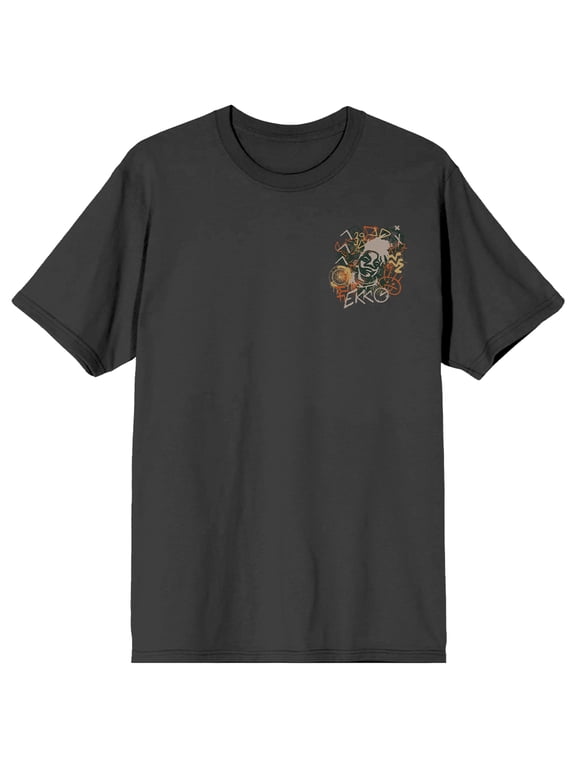 League Of Legends Arcane Ekko Graffiti Doodles Adult Charcoal Crew Neck Short Sleeve T-shirt-Medium