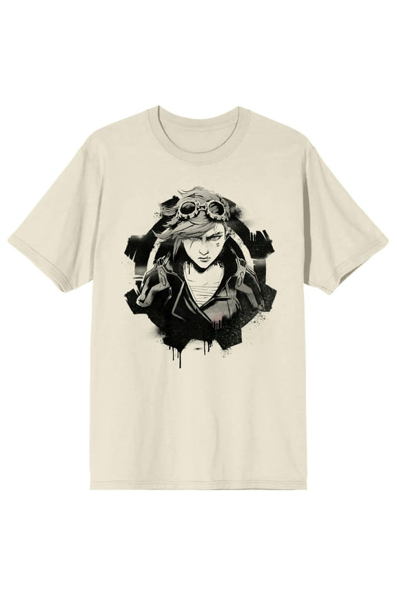 League Of Legends Arcane Gear Skull Adult Natural Crew Neck Short Sleeve T-shirt-3XL