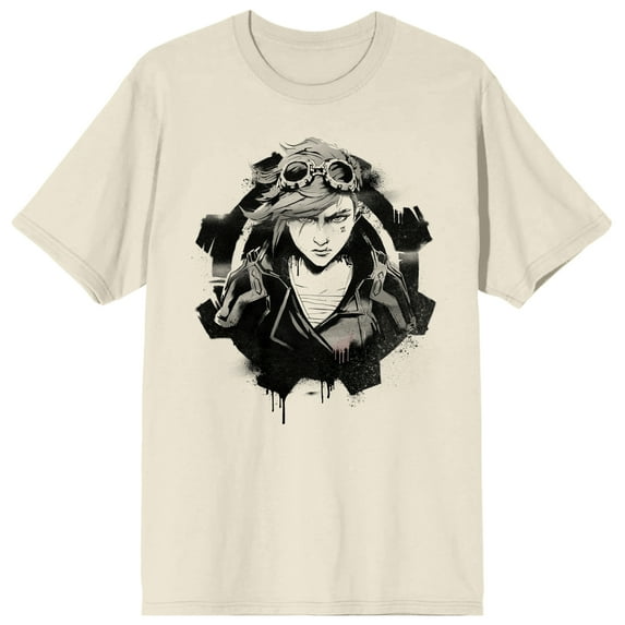 League Of Legends Arcane Gear Skull Adult Natural Crew Neck Short Sleeve T-shirt-XXL