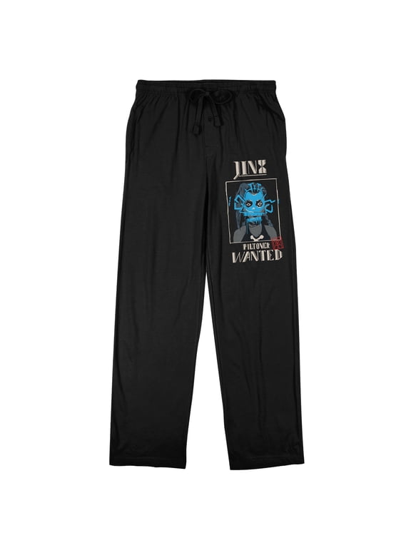 League Of Legends Arcane Jinx Wanted Poster Adult Black Sleep Pajama Pants-Large