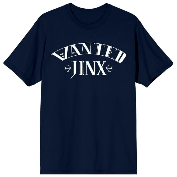 League of Legends Arcane 'Wanted Jinx' Adult Navy Crew Neck Short Sleeve T-Shirt-Large