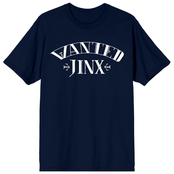 League of Legends Arcane 'Wanted Jinx' Adult Navy Crew Neck Short Sleeve T-Shirt-Medium