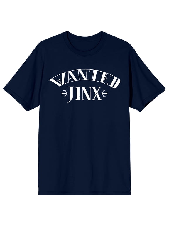 League of Legends Arcane 'Wanted Jinx' Adult Navy Crew Neck Short Sleeve T-Shirt-Small
