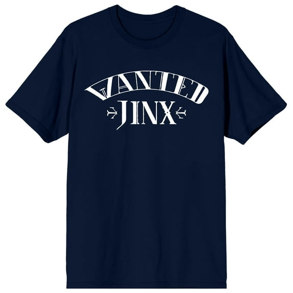 League of Legends Arcane 'Wanted Jinx' Adult Navy Crew Neck Short Sleeve T-Shirt-Small