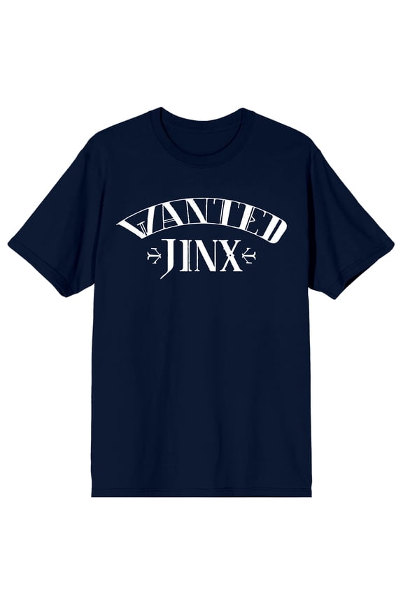 League of Legends Arcane 'Wanted Jinx' Adult Navy Crew Neck Short Sleeve T-Shirt-XXL