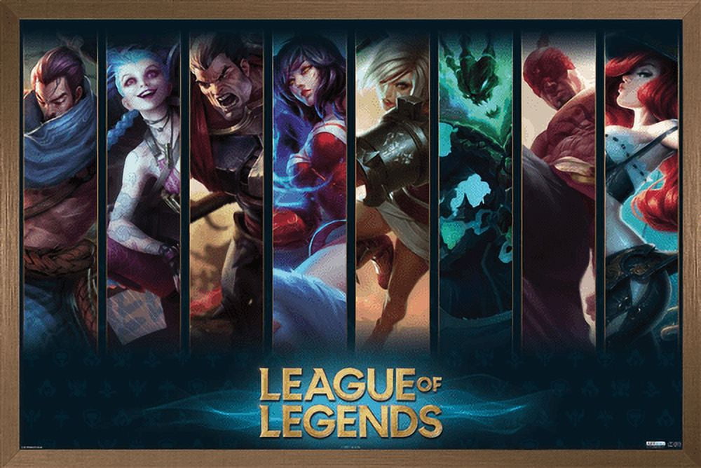 League of Legends - Champions Wall Poster, 14.725" x 22.375", Framed