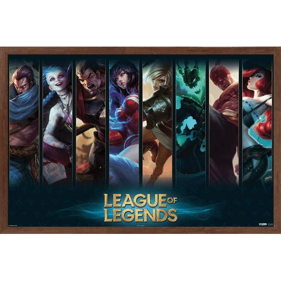 League of Legends - Champions Wall Poster, 22.375" x 34", Framed