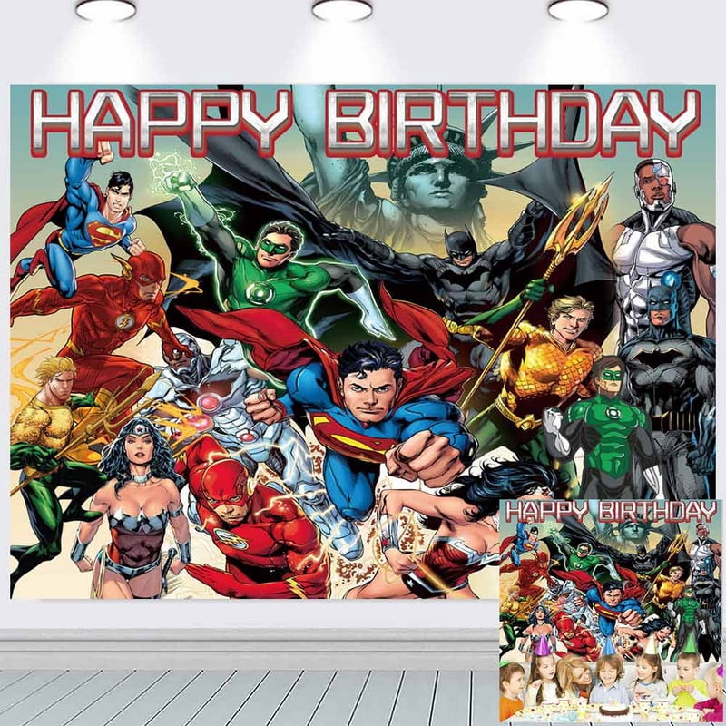 Justice League Girls Happy Birthday Banner - 6ft Decorative Banner For Superhero Themed Parties - View #3
