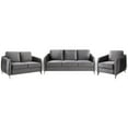 thumbnail image 1 of Leah 3 Piece Sofa, Loveseat, Chair Set, Vertical Quilted, Light Gray Velvet, 1 of 5