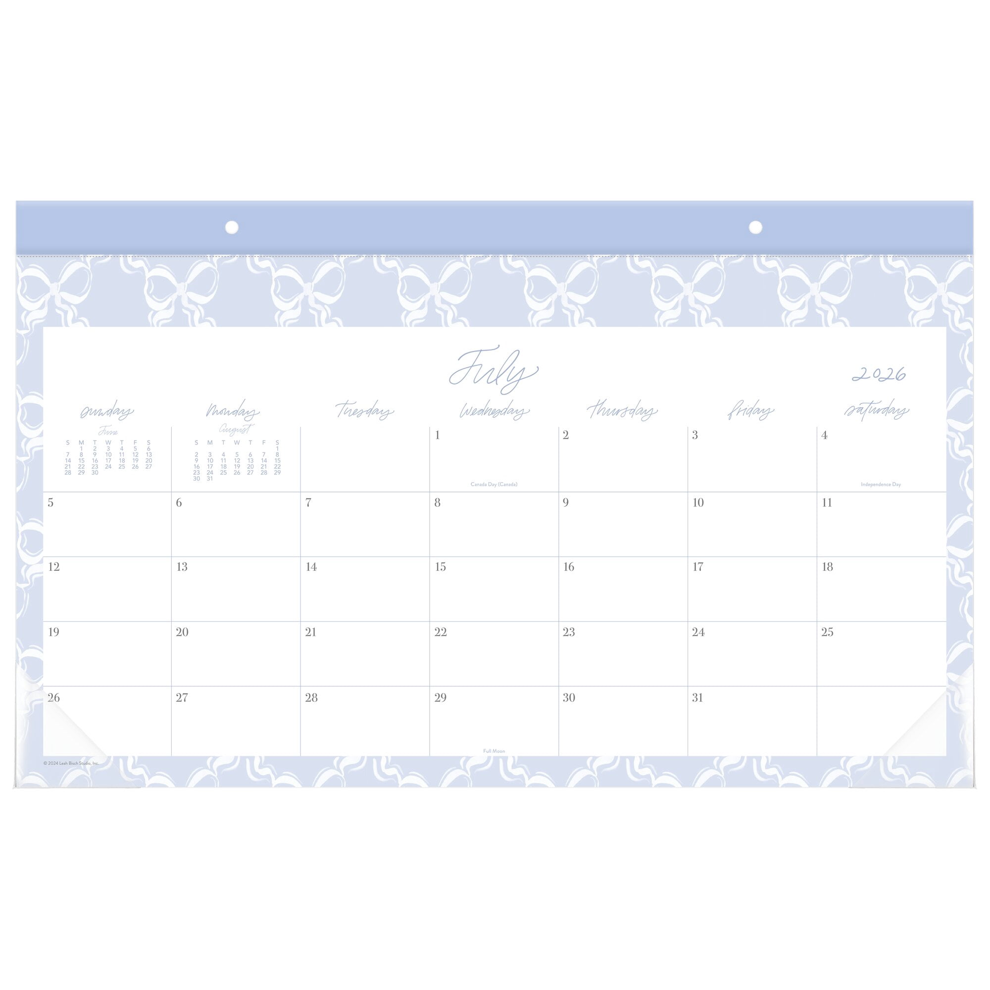 Leah Bisch for Mead Cambridge Academic 2026-2027 Monthly Desk Pad Calendar Bow