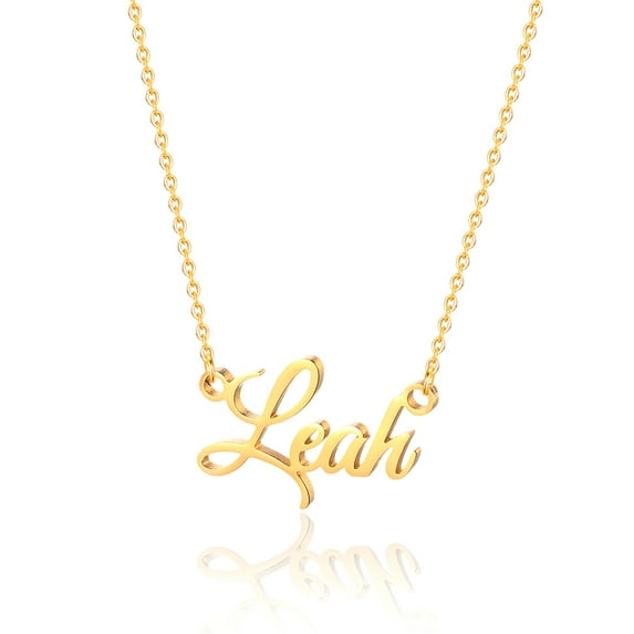 Leah Name Necklace Personalized, Gold Plated Custom Name Necklace Charm Jewelry Gift for Women