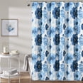 thumbnail image 1 of Leah Shower Curtain-Bathroom Flower Floral Large Blooms Fabric Print Design, 72" x 72", Navy & White, 1 of 6