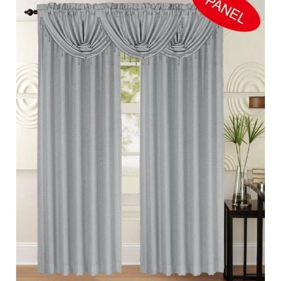 Leah Textured Curtain Panel, 84" Long Draperies, Silver, Each Panel Is Sold Separately