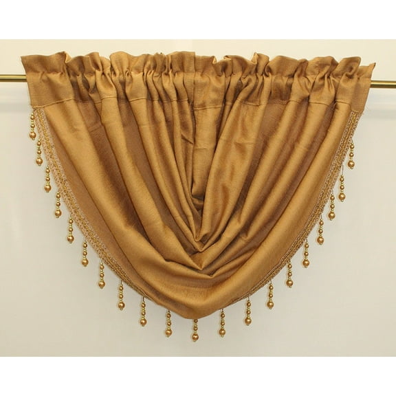 Leah Textured Waterfall Valance, Rod Pocket Top, Gold, Each Valance Is Sold Separately