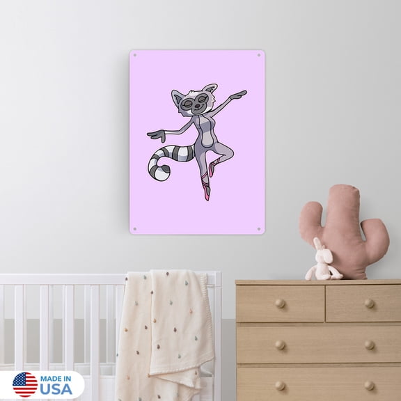 Leah the Lemur Metal Sign Wall Decor by Dancing Littles Jungle - Size 12x16 inch