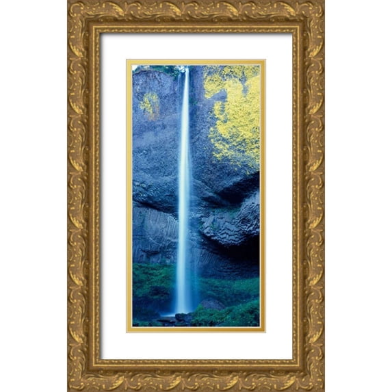 Leahy, Ike 14x24 Gold Ornate Wood Framed with Double Matting Museum Art Print Titled - Latourell Falls
