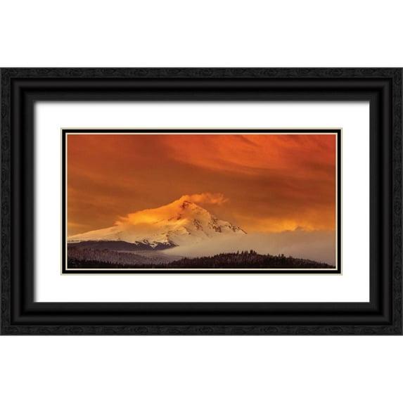 Leahy, Ike 14x9 Black Ornate Wood Framed with Double Matting Museum Art Print Titled - Mt. Hood XXXII