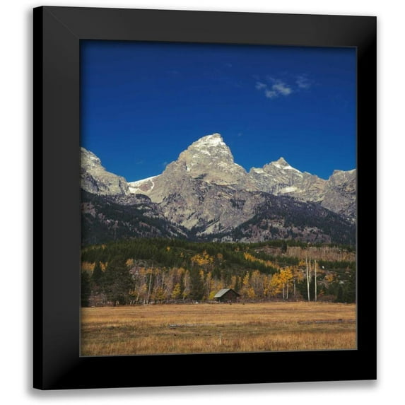Leahy, Ike 15x18 Black Modern Framed Museum Art Print Titled - Cabin and Grand Teton
