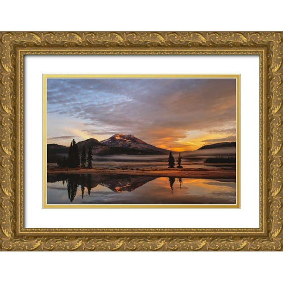 Leahy, Ike 18x13 Gold Ornate Wood Framed with Double Matting Museum Art Print Titled - October Sunrise