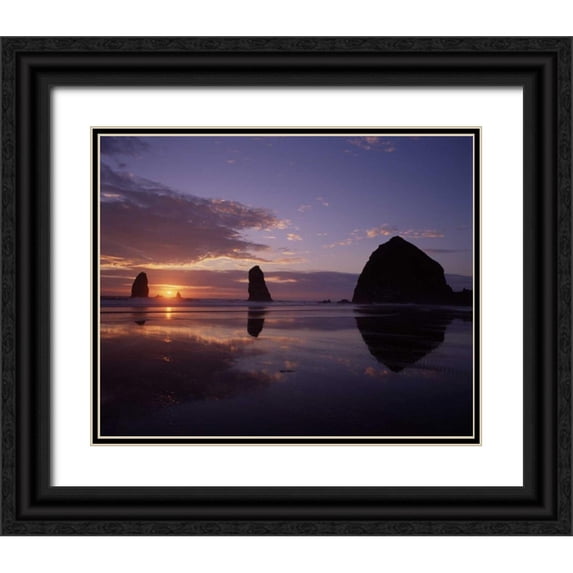 Leahy, Ike 18x15 Black Ornate Wood Framed with Double Matting Museum Art Print Titled - Haystack Rock II