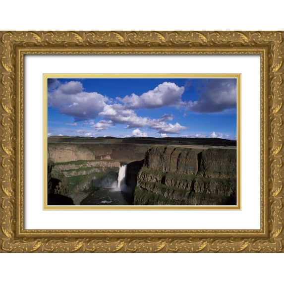 Leahy, Ike 24x17 Gold Ornate Wood Framed with Double Matting Museum Art Print Titled - Palouse Falls