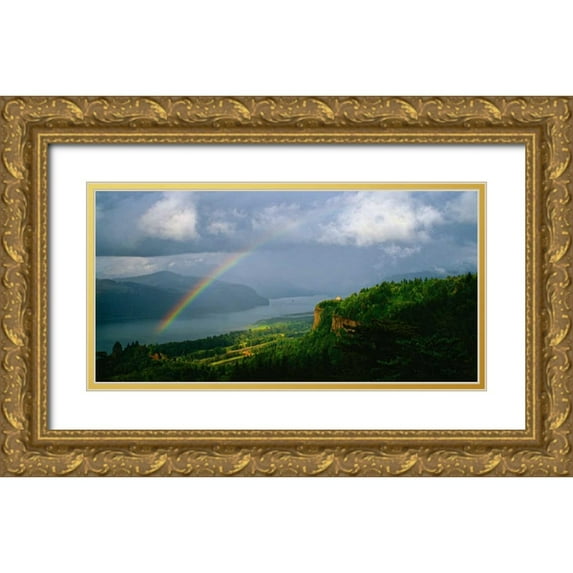 Leahy, Ike 32x18 Gold Ornate Wood Framed with Double Matting Museum Art Print Titled - Columbia River Gorge VI