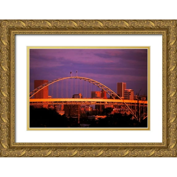 Leahy, Ike 32x23 Gold Ornate Wood Framed with Double Matting Museum Art Print Titled - Fremont at Sunset