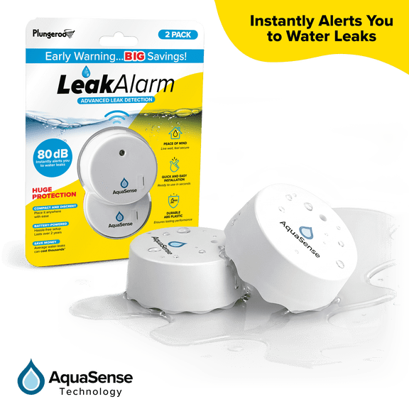Leak Alarm Water Leak Detector for Home, Basement, Kitchen and Bathroom Wireless Battery-Powered Water Sensor Alarm for Early Flood Detection