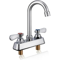 Leak-Free Commercial Sink Faucet 4 inch Center 2 Hole, Commercial Handwash Sink Faucet 3-1/2" Gooseneck Deck Mount, Laundry Tub Utility rv Bar Sink, Brass