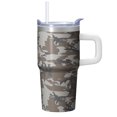 thumbnail image 1 of Leak-Proof 20oz Double Wall Stainless Steel Tumbler with Handle, Geometric Texture Insulated Travel Coffee Mug and Straw, 1 of 5
