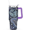 thumbnail image 1 of Leak Proof 40oz Paisley Stainless Steel Tumbler with Flip Straw Lid Handle, Vacuum Insulated Travel Mug Gift for Men Women, 1 of 5
