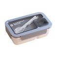 thumbnail image 1 of Leak-Proof Bento Lunch Box 850 Ml, Microwave-Safe Meal Prep Container with Divider & Fork, Travel Picnic Work Food Storage, Compact Reusable Lunch Kit, Insulation Box*1, Chopsticks*1 Pair, Spoon*1, 1 of 4