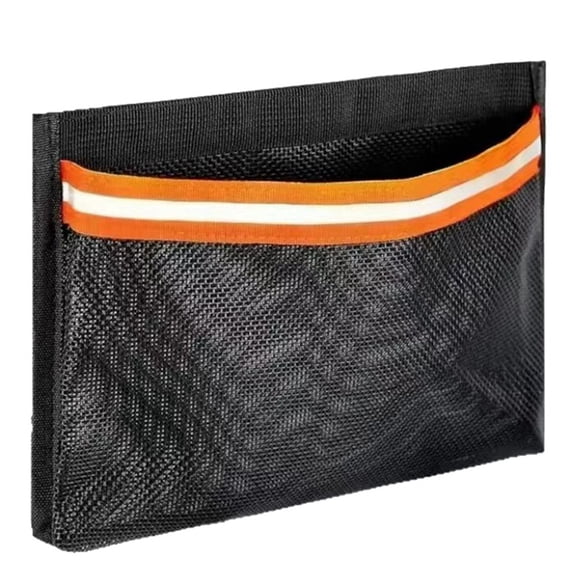 Leak-Proof Boat Storage Bag, Reflective Strong Adhesive Boat Organizer Mesh Bag, Boat Storage Net Black & Orange