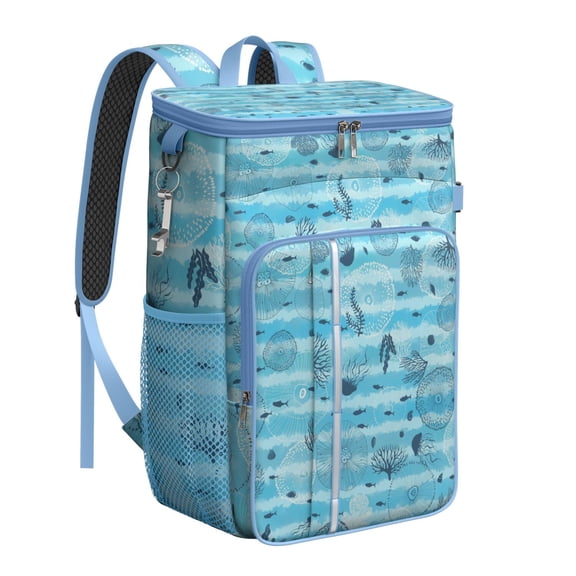 Leak-Proof Cooler Backpack for Camping & Beach - 20L Insulated Lunch Backpack with Tropical Fish Print, Lightweight & Durable for Hiking, Road Trips, Seaside Outings