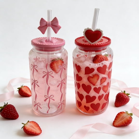 Leak-Proof Flip-Lid Sweat-Free 20oz Lovely Insulated Water Bottle - Romantic Valentine's Day Gift For Girlfriend & Daily Home Use, Perfect Valentine's Day & Year of the Horse Necessity, 8in, B