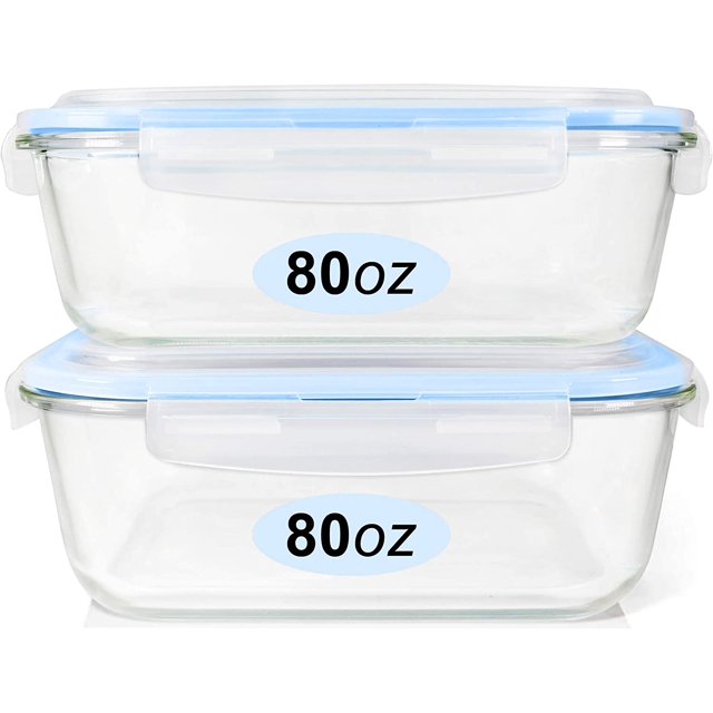 LeakProof Glass Food Storage Containers Set BPAFree Locking Lids