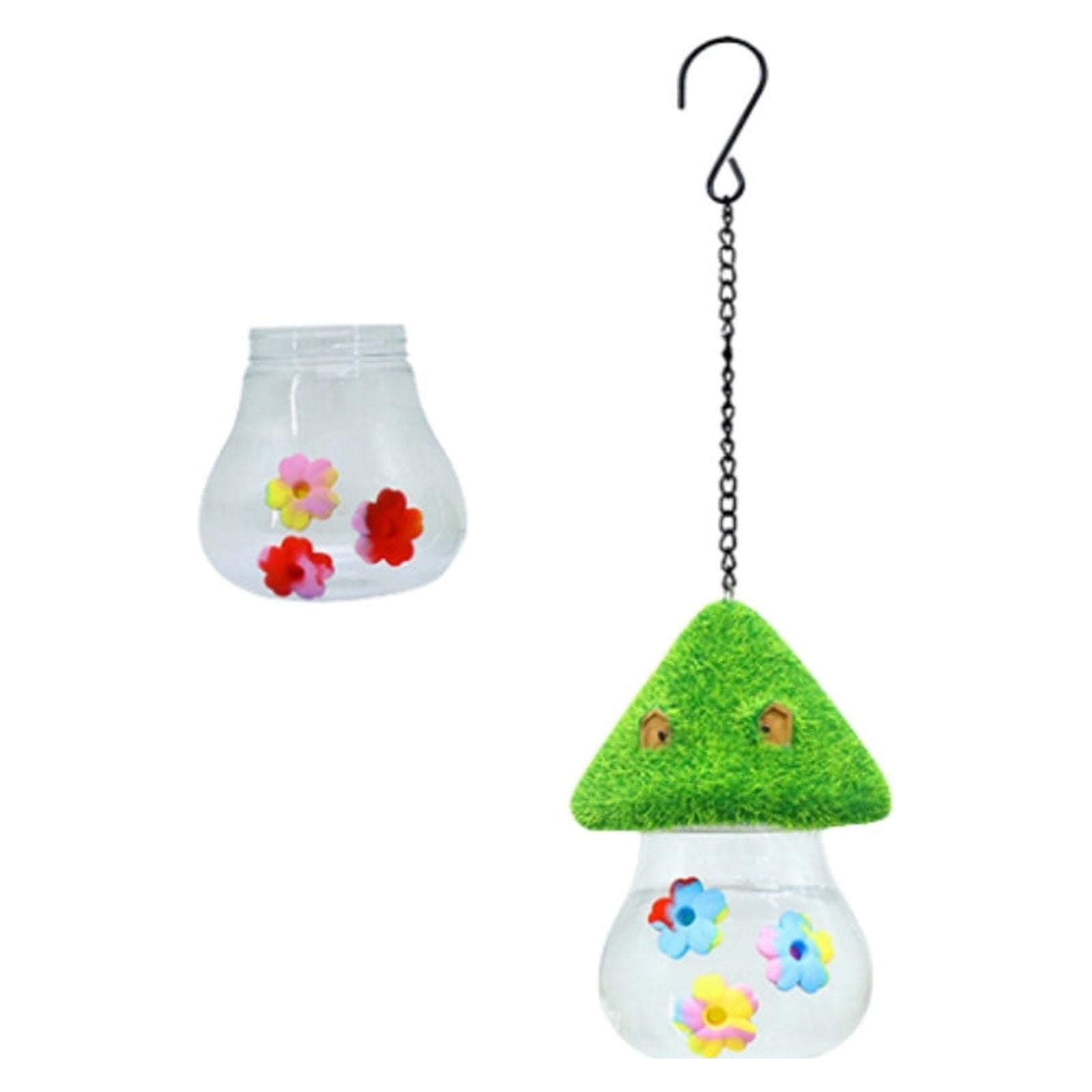 Leak proof hummingbird feeder for outdoor hanging flocking mushroom
