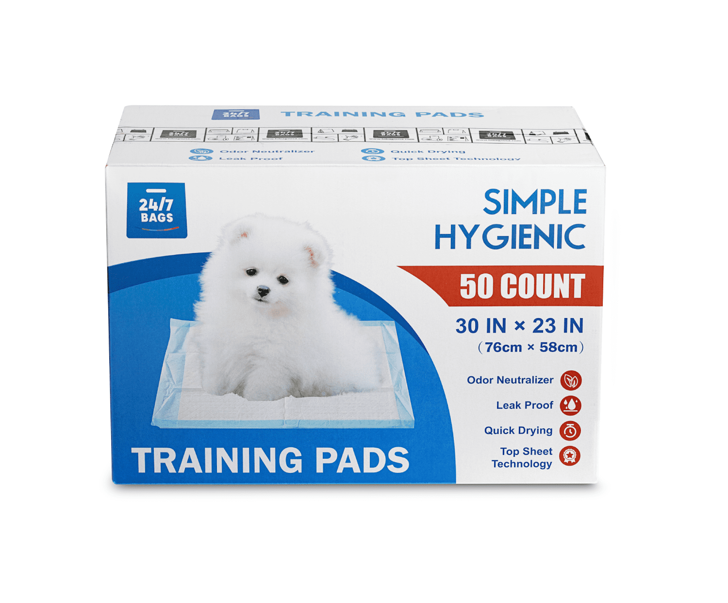 Leak-Proof Large Puppy Pads, 50 Count, 30" X 23". Training Pee Pads with Superb Absorption, Quick-Drying, Odor Neutralizer, & Multi-Layer Design