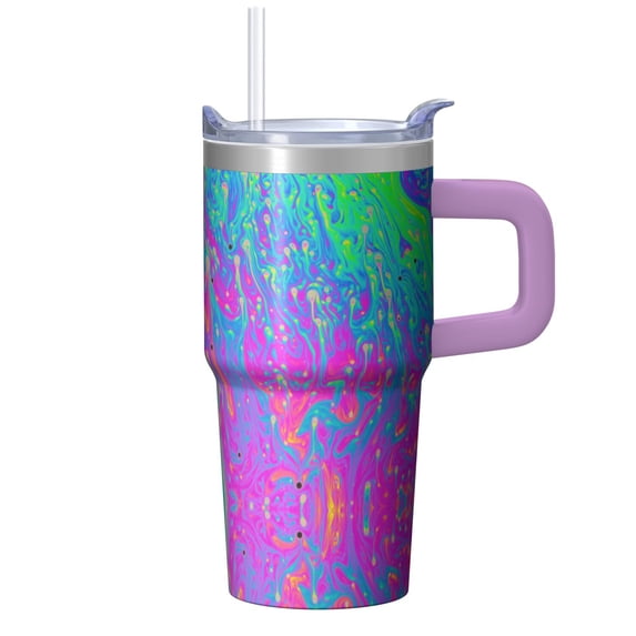 Leak Proof Lid and Straw 20oz Tumbler with Handle, Geometric Stainless Steel Insulated Double Wall Travel Cup