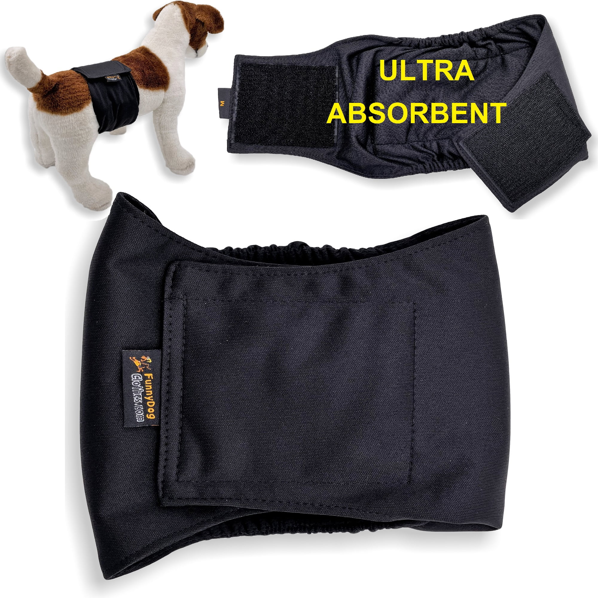 Leak Proof Male Dog Diapers Belly Band Wrap 4 - Layers of Absorbent Pads Washable