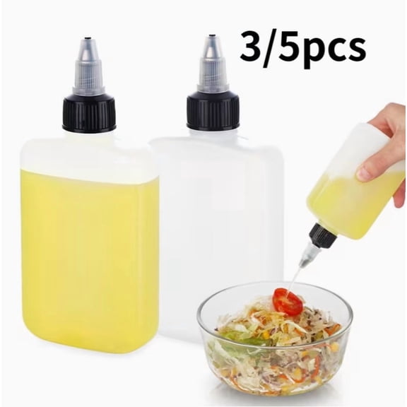 Leak-Proof Mini Squeeze Bottles - 4oz Travel Containers for Camping, Cooking, and Storage | 3/5 Pack Durable PE Material