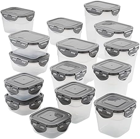 Leak-Proof Nestable Container Food Storage Bin Set, 10-Piece, Clear