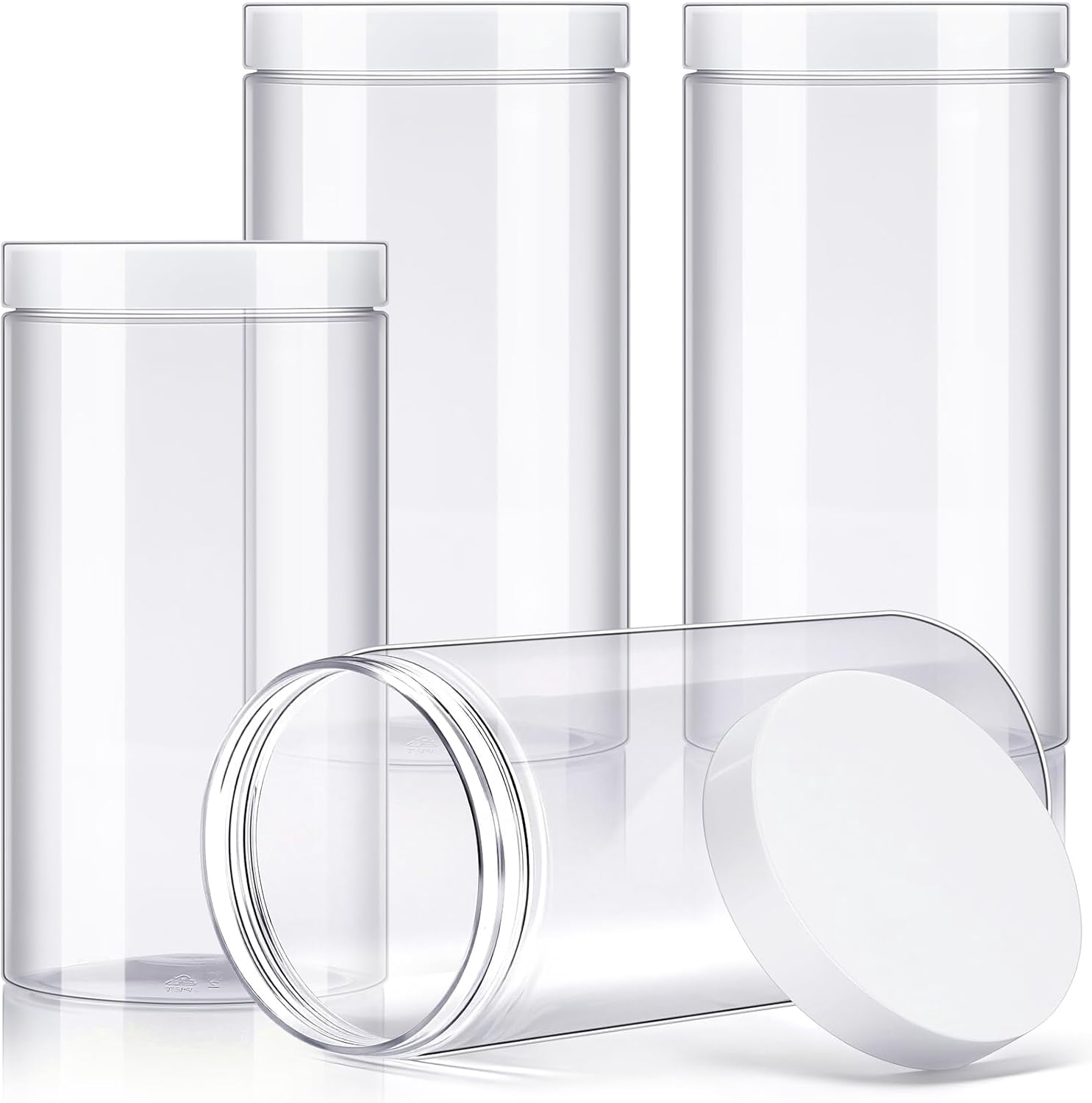 Leak Proof Plastic Container, 4 Pack Clear Plastic Jars with Lids, 32 ...