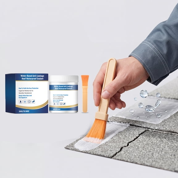 Leak-Proof Roof Sealant, Waterproof Sealant, Rv Roof Coating, Polyurethane Waterproof Coating, Water Based Anti-Leak Sealing Compound with Free Applicator Brush, Durable