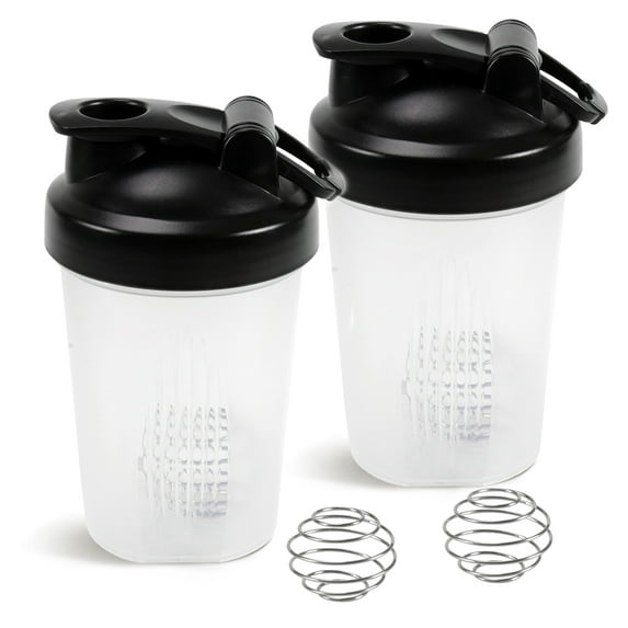 Leak-Proof Shaker Bottle with Shaker Balls - 400ml (12-OZ) ,Pack of 2- Ideal for Workout Supplements, Protein Powder - BPA Free - Portable Fitness Bottle for Fitness Enthusiasts and Athletes - White
